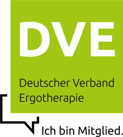 Logo des Deutschen Verbands Ergotherapie mit dem Zusatz „Ich bin Mitglied“